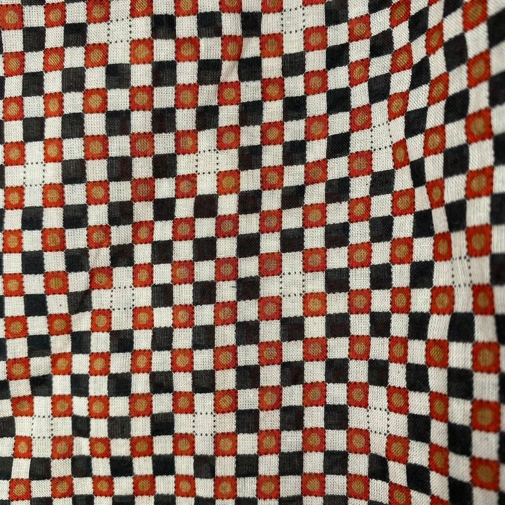 TORY BURCH womans size 6 Brigitte 100% cotton orange blue check button top